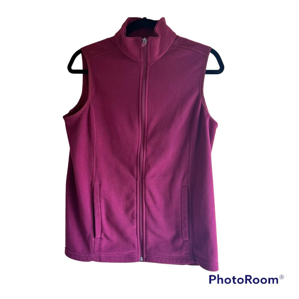 lands' End Thermacheck womens burgundy sleeveless fleece vest Size Small